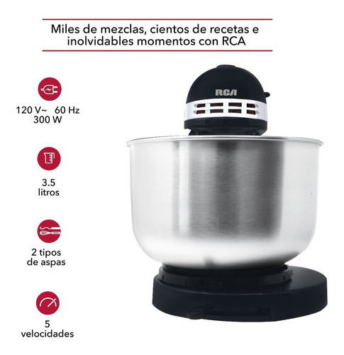 Rca Batidora De Pedestal 5 Velocidades Negro 60 Hz