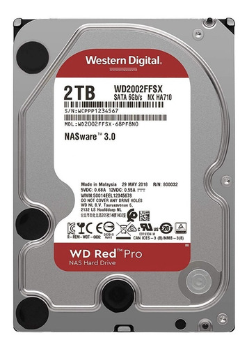 Dd Interno Wd Red Pro 3.5 2tb Sata3 64mb 7200rpm 24x7 Nas