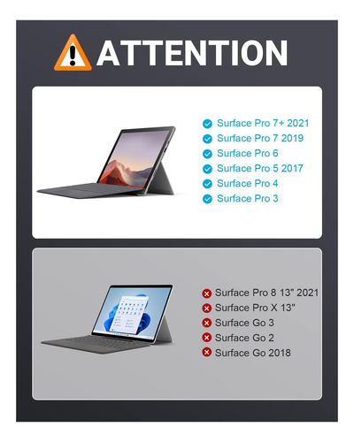Moko Type Cover Fit Microsoft Surface Pro 7 Pro Pro 3, Para Gris.
