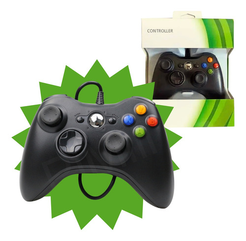 Controle Usb Com Fio Para Xbox 360 Computador Ps3 Gamepass Preto