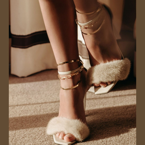 Pulsera Tobillera Mujer Acero Pie Tobillo Bolitas Plata Moda