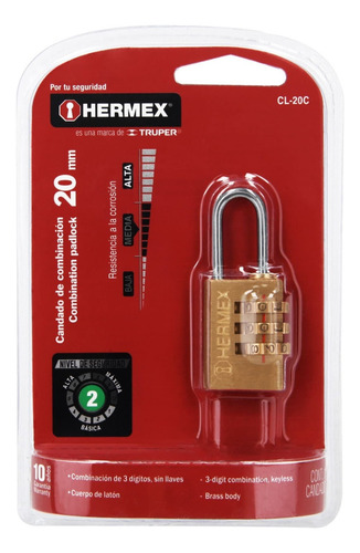 Candado De Combinacion Seguridad 3 Digitos Contraseña 20mm