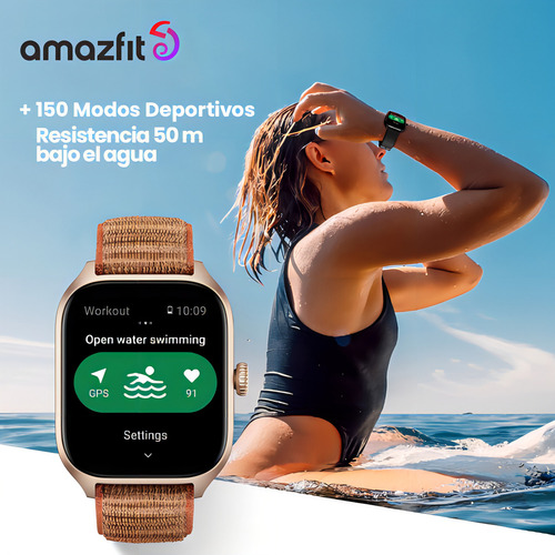 Smartwatch Amazfit Gts 4 Marrón Color De La Caja Blanco Color De La Malla Marrón Claro Color Del Bisel Marrón Claro