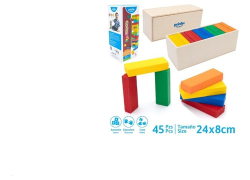 Juego Material Dicatico Jenga Madera 45 Piezas Al Detal