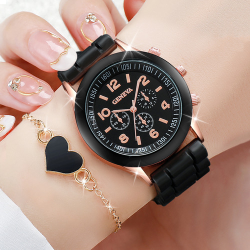 Set De 6 Joyas De Reloj De Cuarzo De Silicona A La Moda Para