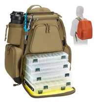 Comprar Mochila Grande Impermeable Para Aparejos De Pesca Caqui Negr