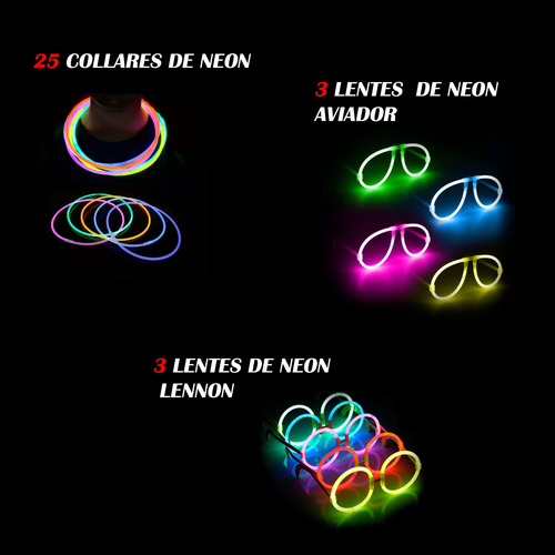 Combo Cotillón Neon Luminoso+carioca 330 Art 150 Personas