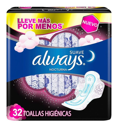 Toallas Higiénicas Always Nocturna Suave Con Alas 32 Unid