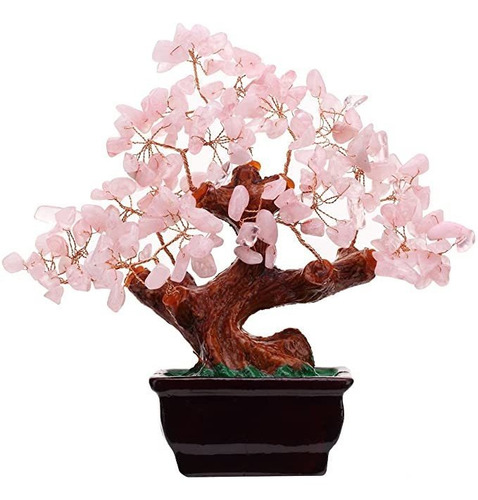 Bonsai Decorativo Feng Shui De Cristal De Cuarzo Ros