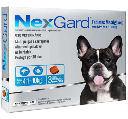Antipulgas E Carrapatos Nexgard 4-10kg - 3 Comprimidos
