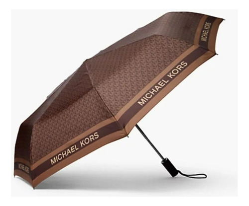 Michael Kors Guarda Chuva Monograma Logo Cor Marrom-escuro Desenho Do Tecido Monograma Logo Mk