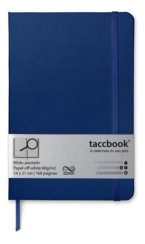 Caderno Pautado Taccbook 14x21 Cm Capa Rígida Azul Naval