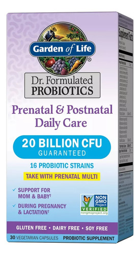 Garden Of Life Probiótico Prenatal&postnatal 20 Billion Cfu Sabor Sin Sabor