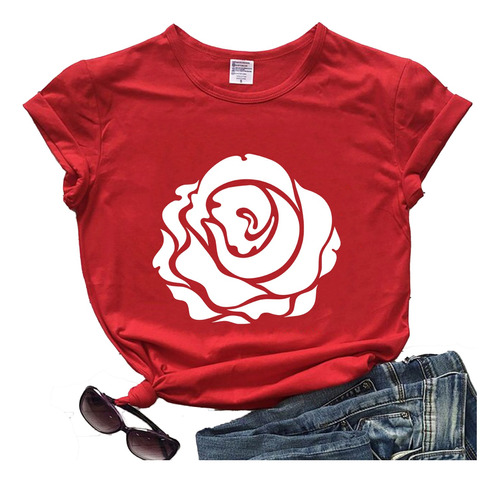 Remera 100% Algodón Dama Hippie Chic Street Flores Rosas #02