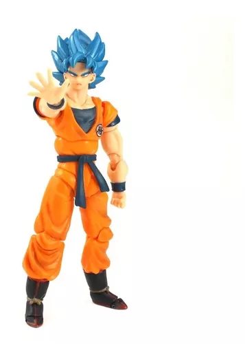 Boneco Goku Blue Azul Dragon Ball Articulado