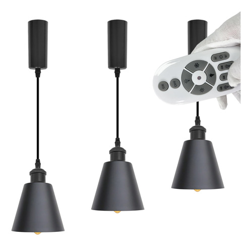 Colgantes Fsliving Con Forma De Luz Retráctil Tipo J, 3 Luce