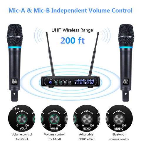 Sistema De Micrófono Inalámbrico Recargable Kithouse S9 Uhf