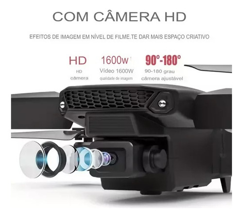 Drone E88 Pro Com Câmera Dupla E Wifi Com Case Cor Preto