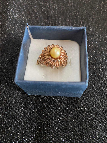 Anillo De Oro 14 Con Perla De Cultivo Antiguo