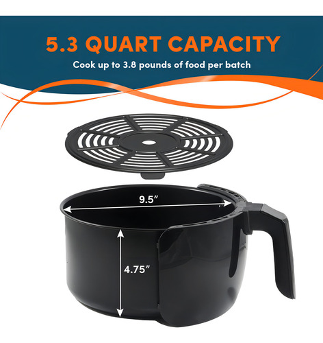 Elite Gourmet Eafd# Freidora Digital De Aire Caliente De 5.. Color Negro