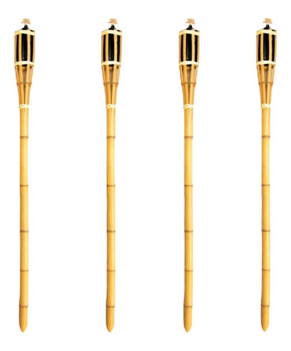 Kit Com 4 Tochas De Bambu Iluminação Decoração Luau Festa