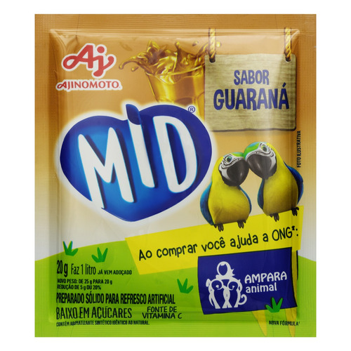 Suco de guaraná  Mid em pó sem glúten 20 g 