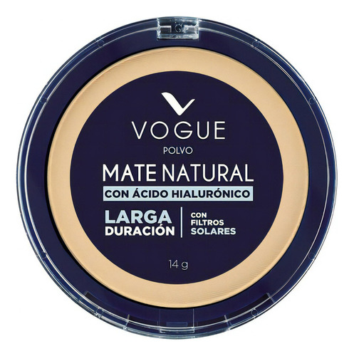 Base de maquillaje en polvo Vogue Mate Natural Polvo Compacto Polvo Compacto Vogue Mate Natural De Larga Duración tono trigueño - 14mL 14g