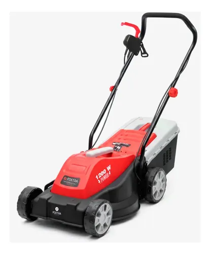 Cortadora de pasto eléctrica Pektra PKC1200 3 alturas 1200W con bolsa 30 L color negro y rojo