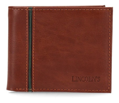 Imagen 1 de 6 de Billetera Lincoln´s hombre Con Vivo Vertical 10671 Azul