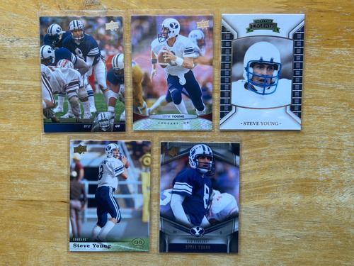 Steve Young 5 Tarjetas Con Uniforme De Colegial Cougars Byu