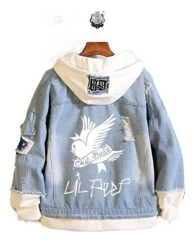 Zmshop Chaqueta De Mezclilla Moda Logo Lil Peep Rapper Casl