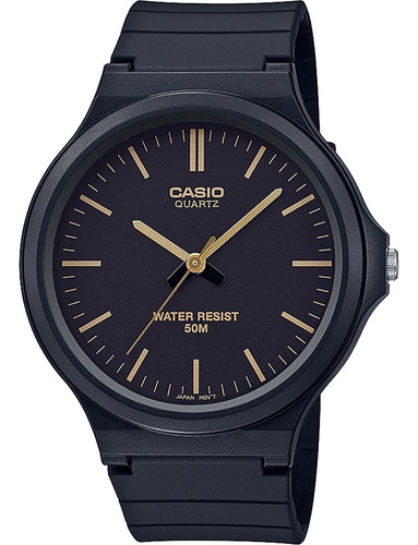 Reloj Analógico Unisex Casio Mw 240 1e2vcf Negro/oro Métrico Color de la correa Negro Color del bisel Negro Color del fondo Negro