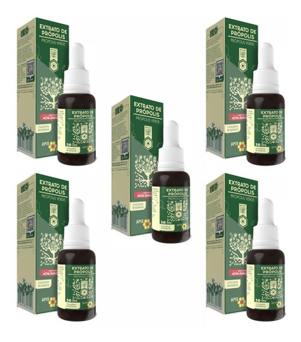 Extrato De Própolis Verde 30ml Apisflora Kit 5