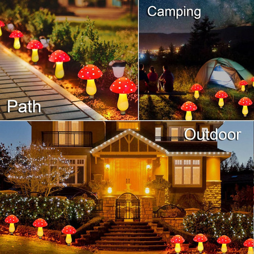 Aa Luz Solar En Forma De Hongo De 8 Led For Jardín Con 8