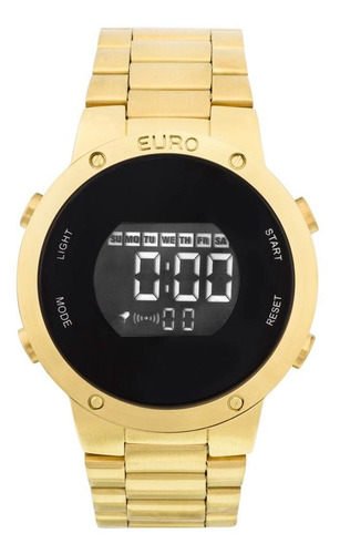 Relógio Feminino Euro Sporty Dourado Prova D'água Envio 24h Cor do fundo Preto