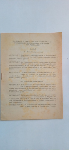 Peronismo Ley De Expropiaciones Prov. De Buenos Aires 1952