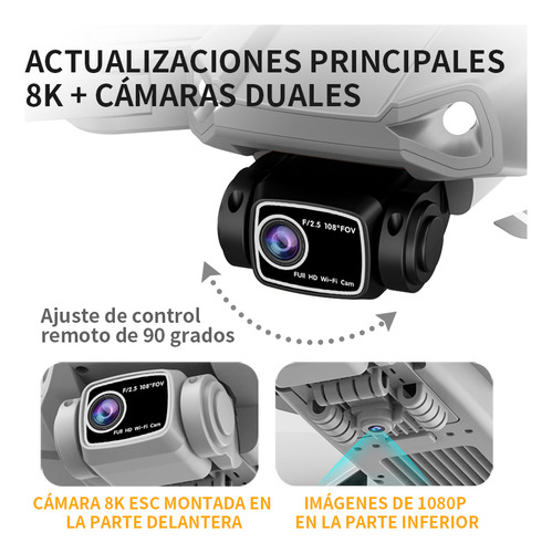 Drone Lyzrc L900 Pro Con Dual Cámara 8k Gris 5ghz 3 Batería