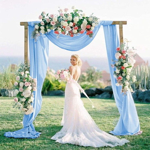 Tela Drapeada Con Arco De Boda De Gasa, 29 X 19 Pies, 2 Pane