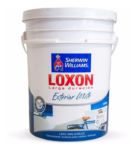 Pintura Loxon Latex Exterior Sherwin Williams Mate Blanco X 20 L 