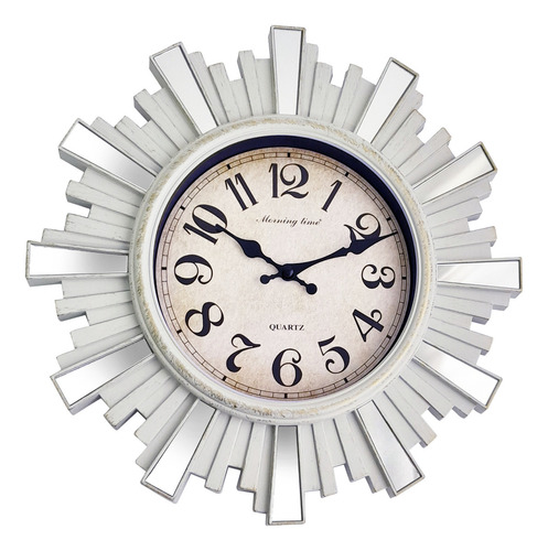 Reloj Para Pared 30 Cm Analógico Calado Espejado - 13362 Estructura Blanco