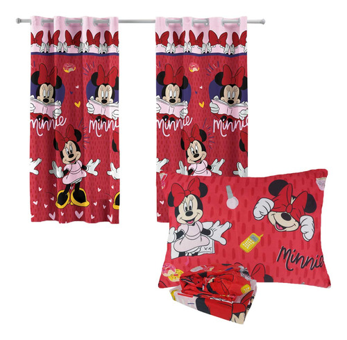 Kit Infantil Menino Jogo Cama + Cortina Mickey Mouse Disney
