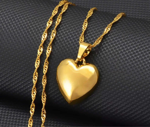 Collar Importado Diseño Corazón Bañado En Oro