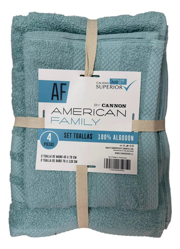 Set 4 Toallas Af Cannon (2 Baño Y 2 Mano) 100% Algodón