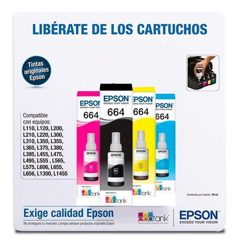 Kit Tintas Epson T664 Ecotank Tinta Continua  Msi