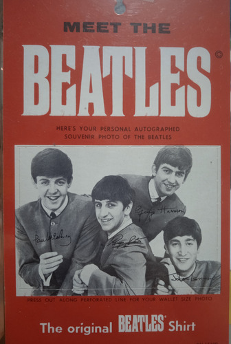 Etiqueta Camisa Beatles Con Foto Y Firmas Impresas Músicos