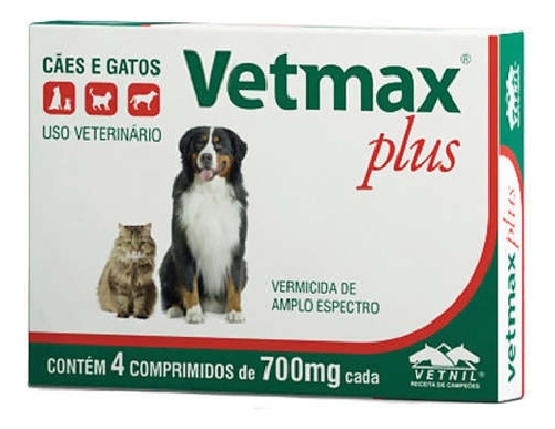 Vetmax Plus Vermífugo Cães E Gatos - 4 Compr