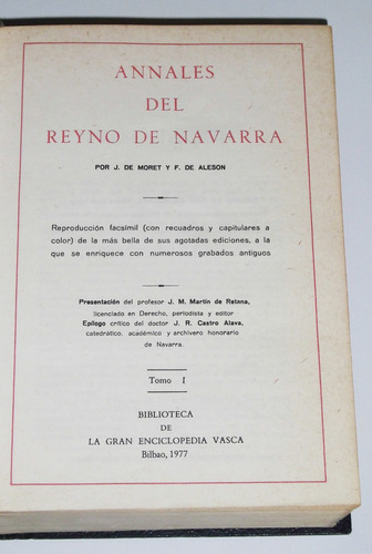 Annales Del Reyno De Navarra / J. De Moret & F. De Aleson (Usado)