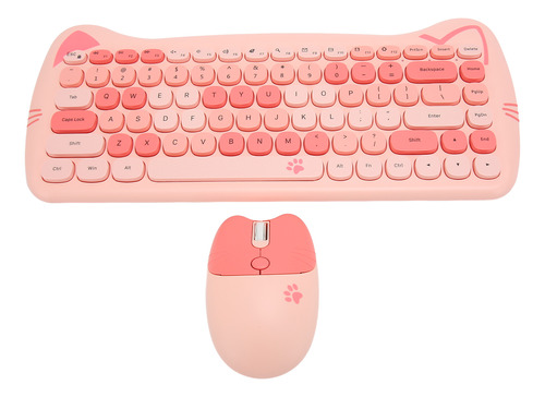 Teclado Y Ratón Cute Cat Kawaii Inalámbricos Coloridos Para