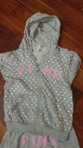 Conjunto Pink Nena Talle 8 .short Chaleco Campera Capucha