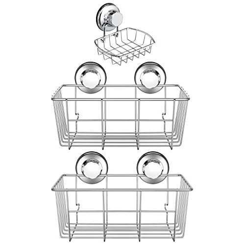 Caddy De Ducha Profundo De Ventosa De Succión Fuerte 3...